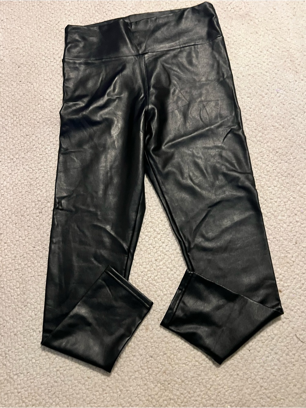 High-Rise Black Faux Leather Jeggings for Women